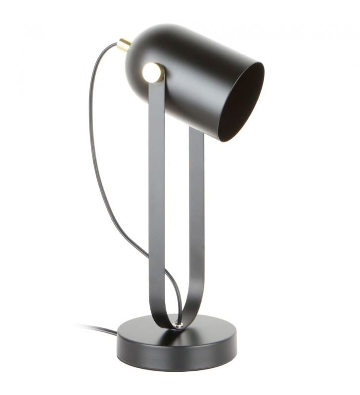 Aries czarna lampa stołowa biurkowa ze złotymi detalami włącznik na kablu