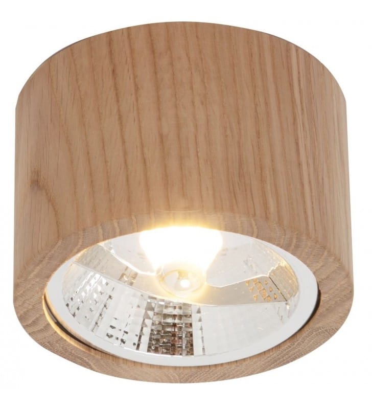Drewniana okrągła lampa sufitowa typu downlight Oak 1xGU10 AS111 do salonu sypialni kuchni boho