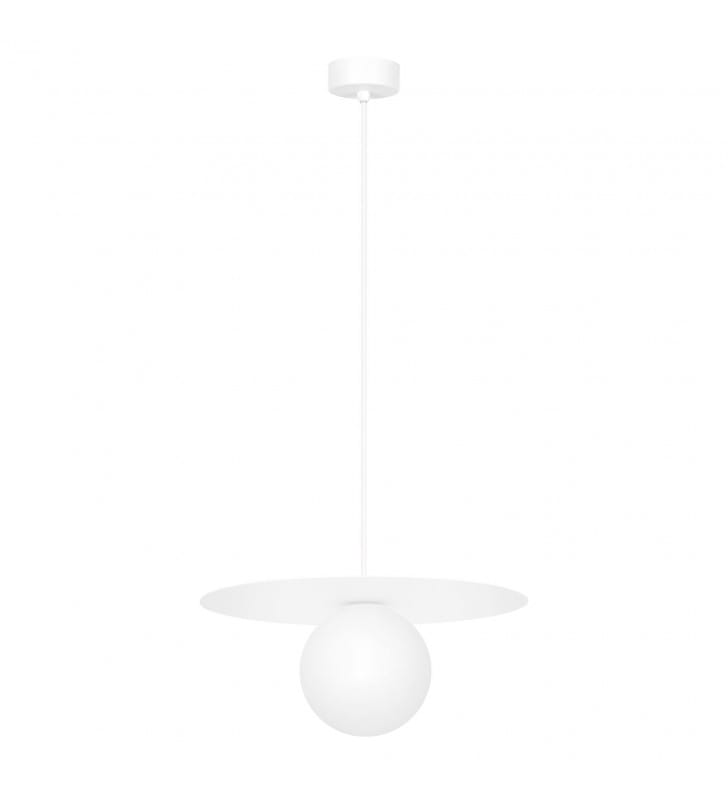 Biała lampa wisząca Robin z kloszem szklanym pojedyncza
