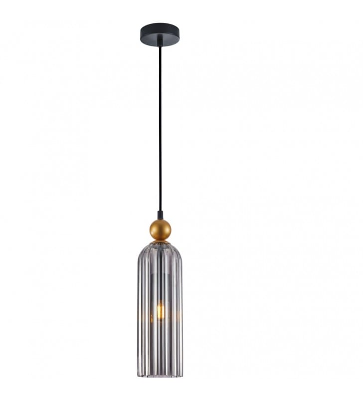 Lampa wisząca Levie pojedyncza szklana czarno złota