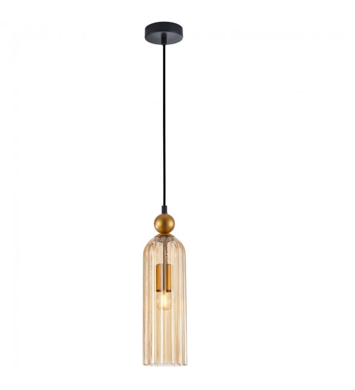 Lampa wisząca Levie pojedyncza szklana bursztynowo złota Italux