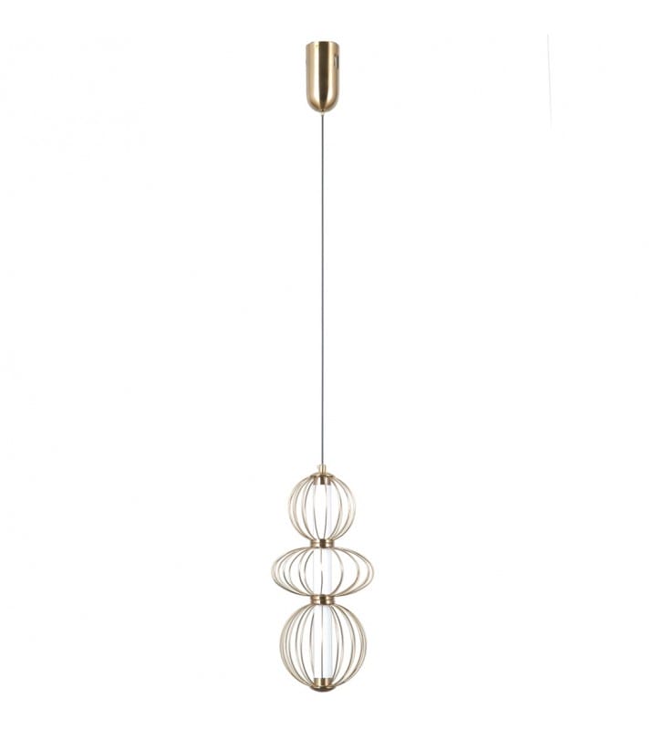 Lampa wisząca Rabel LED z wysokim kloszem złota z metalu do sypialni przy łóżku Lampa wisząca Rabel LED z wysokim kloszem złota z metalu do sypialni przy łóżku