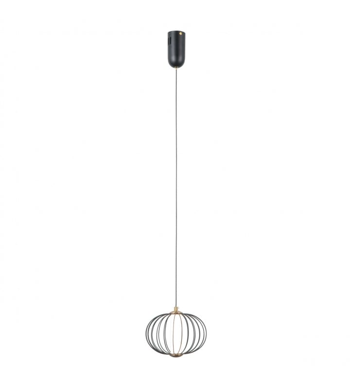 Lampa wisząca Rabel LED czarna pękata z metalu ciepła barwa światła Italux Lampa wisząca Rabel LED czarna pękata z metalu ciepła barwa światła Italux