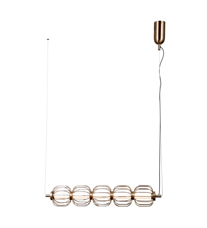 Pedro metalowa złota lampa wisząca LED pozioma stylowa do salonu Pedro metalowa złota lampa wisząca LED pozioma stylowa do salonu