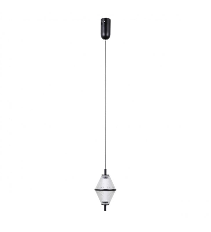 Lampa wisząca Fuente LED czarna klosz szklany ozdobny Italux