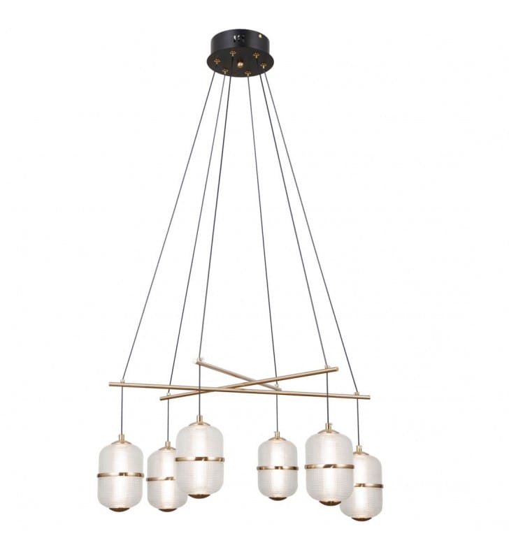 Alani LED czarno złota lampa wisząca do salonu z dekoracyjnymi kloszami