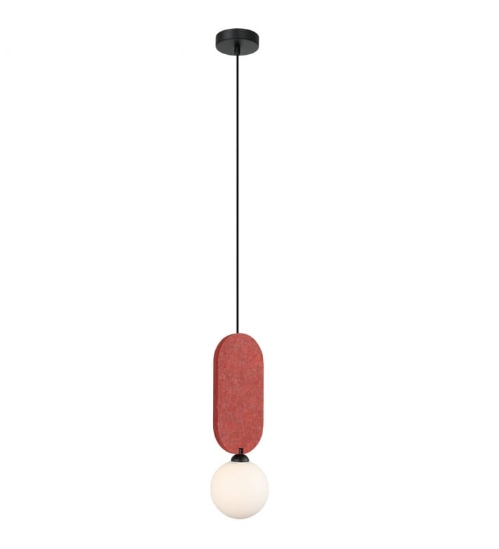 Czarno czerwona lampa wisząca w stylu new retro Lorenzo do salonu jadalni nad stół szkło metal filc