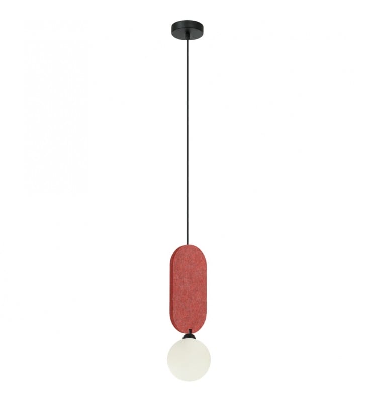 Czarno czerwona lampa wisząca w stylu new retro Lorenzo do salonu jadalni nad stół szkło metal filc Czarno czerwona lampa wisząca w stylu new retro Lorenzo do salonu jadalni nad stół szkło metal filc