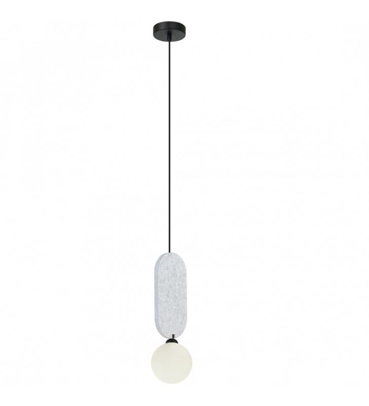 Czarno szara pojedyncza lampa wisząca z filcem Lorenzo do sypialni Czarno szara pojedyncza lampa wisząca z filcem Lorenzo do sypialni