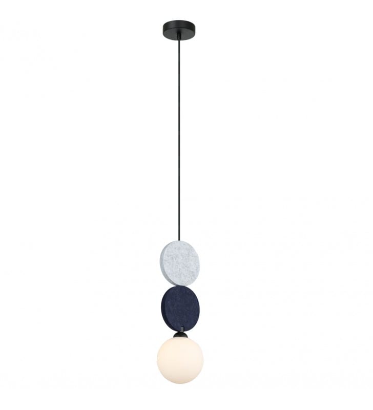 Lampa wisząca z filcowymi ozdobami Andrea szklana kula styl new retro