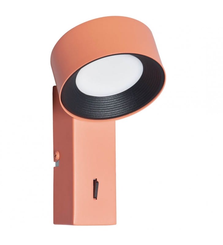 Pomarańczowa nowoczesna lampa ścienna z włącznikiem Otal LED do pokoju młodzieżowego