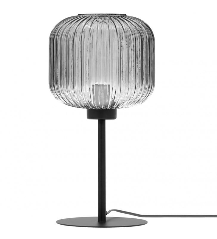 Ciemna szklana lampa stołowa nocna Campo włącznik na przewodzie