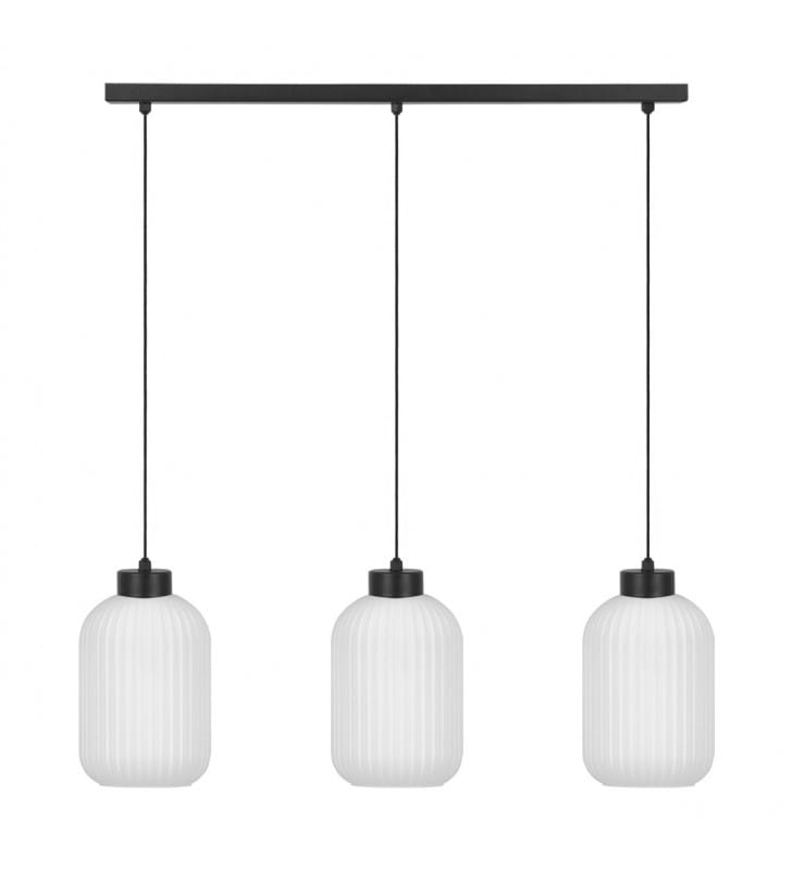 Potrójna nowoczesna lampa wisząca Vilar czarna z białymi kloszami 3xE27