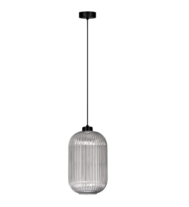 Pojedyncza szklana lampa wisząca Silva czarna z grafitowym kloszem